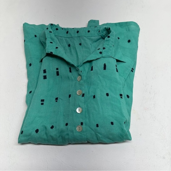 Fridaze linen Green Button-Up Women's Top size L - Picture 4 of 9